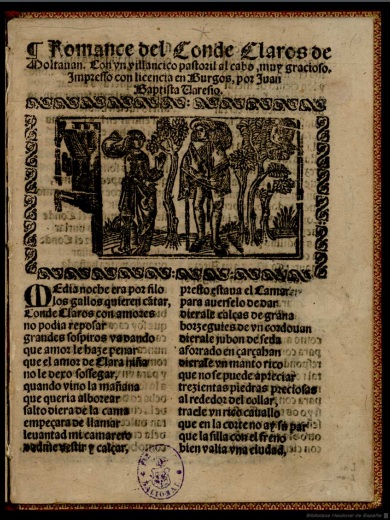 grabado romance del conde claros de moltauan Pliegos de cordel